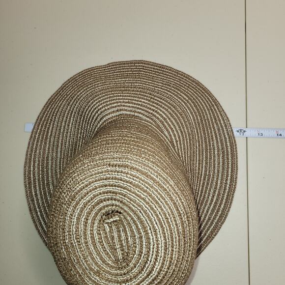 Straw Hat Visor Wallabe Womens One Size Brown Green Lightweight Foldable Travel - Picture 6 of 8